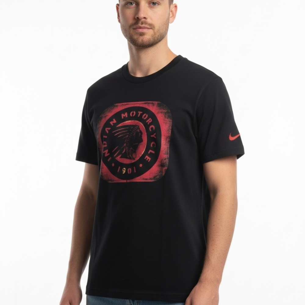 Nike Men's Black Tee with Red Graphic